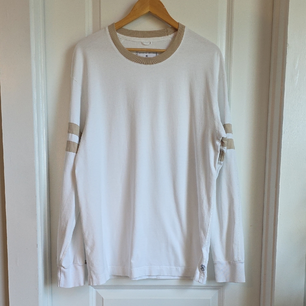 Reigning Champ – Long Sleeve Ring Shirt - White/Tan - L